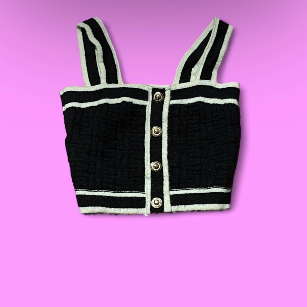 Cider Black and White Striped Knit Top